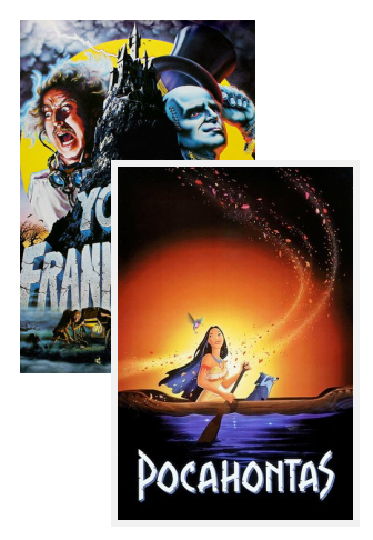 Young Frankenstein (1974) poster and Pocahontas (1995) poster